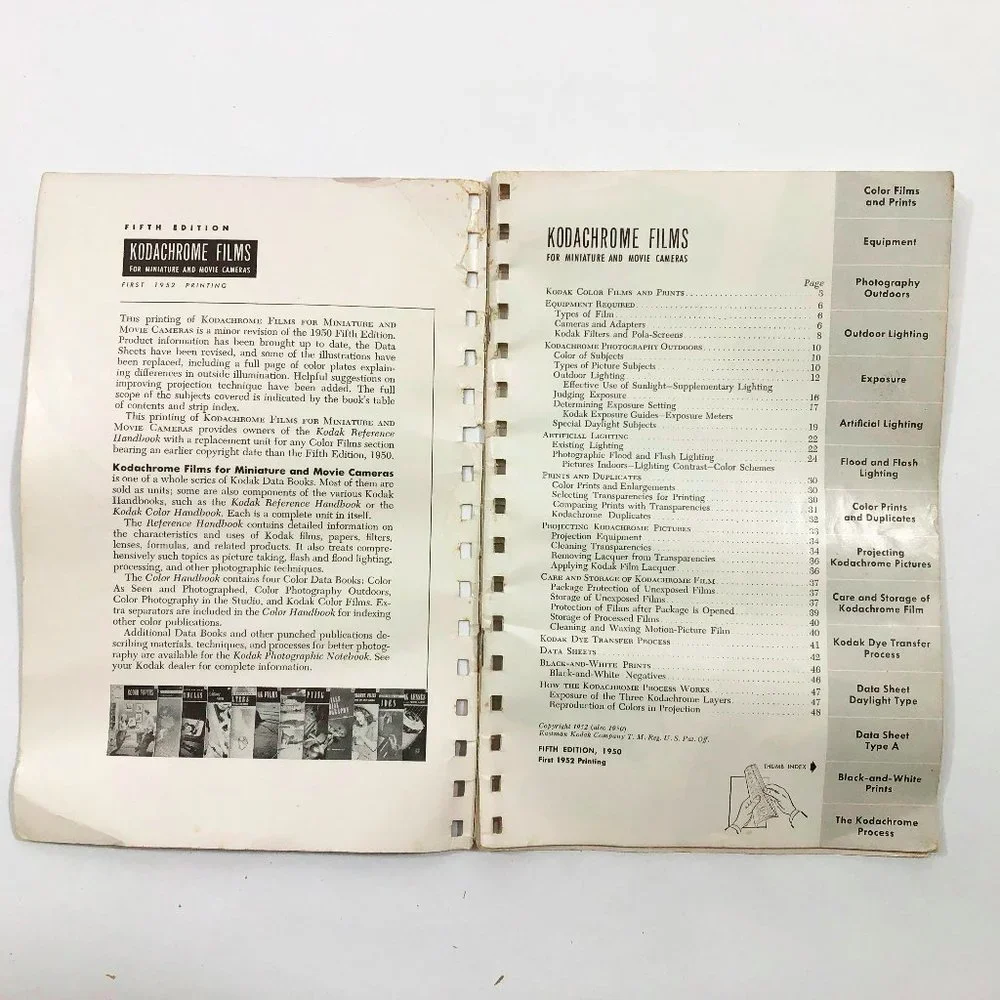 Kodachrome Films Kodak Data Book for Miniature & Movie Cameras 5th Edition
